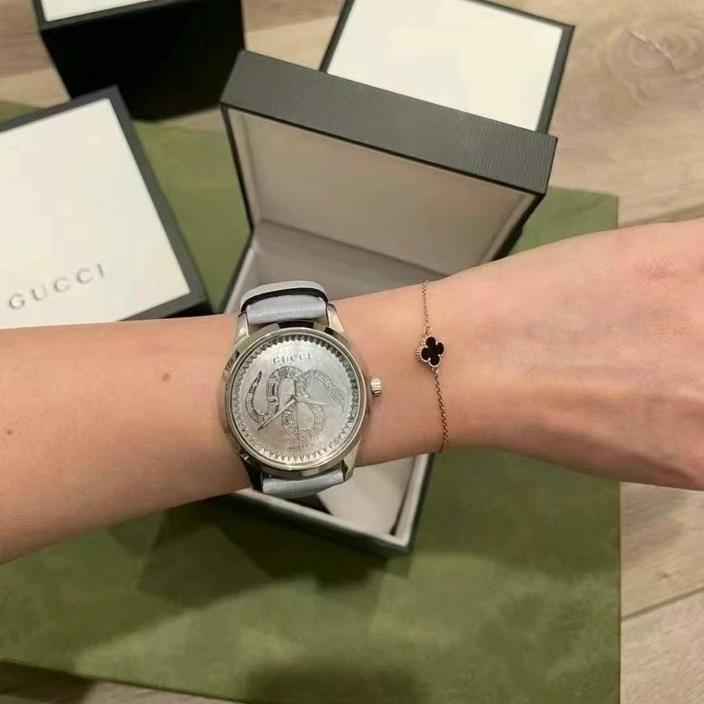 Gucci GTimeless Automatic Transparent Mother Of Pearl Dial Ladies Watch Nib